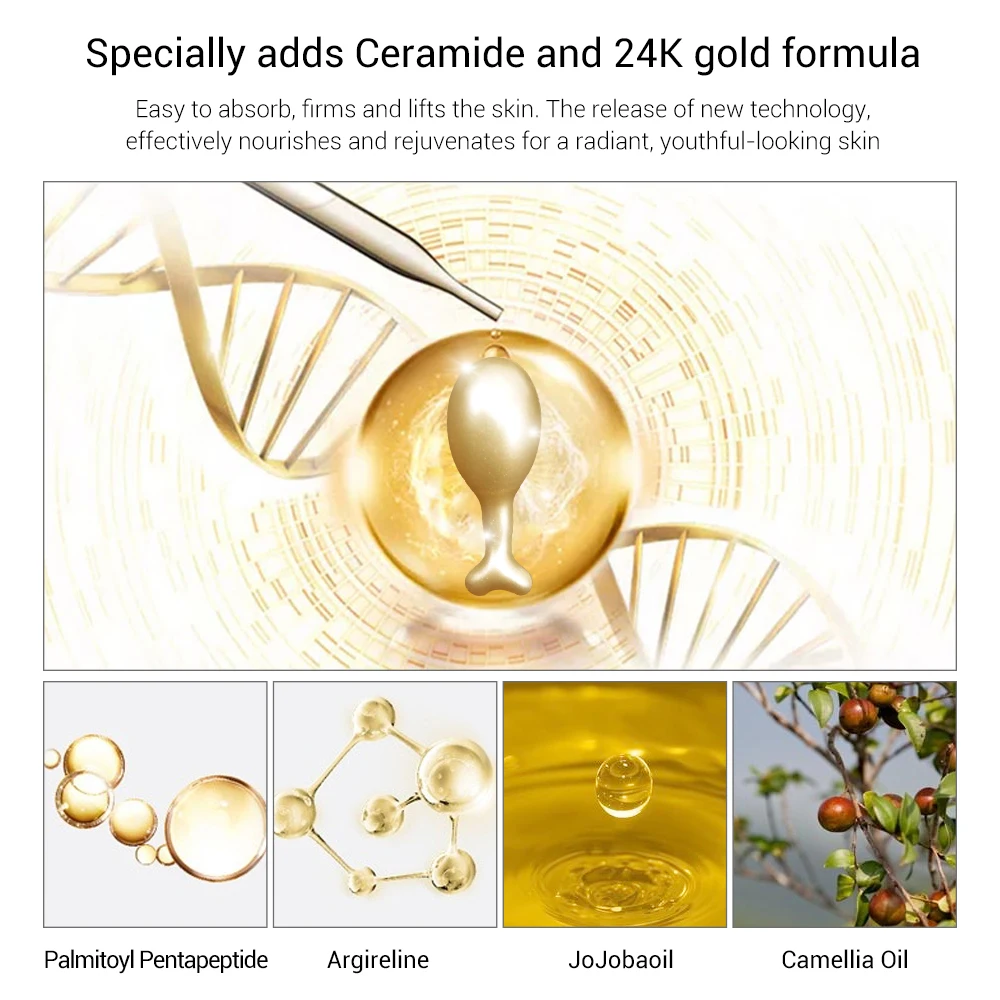 LANBENA 30 зерен 24 К золотой глаз Сыворотка пептид морщины против старения тонкая