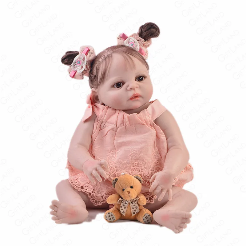 Reborn Baby Doll Bebe 23 дюймов полная силиконовая кукла девочка игрушка Реалистичная