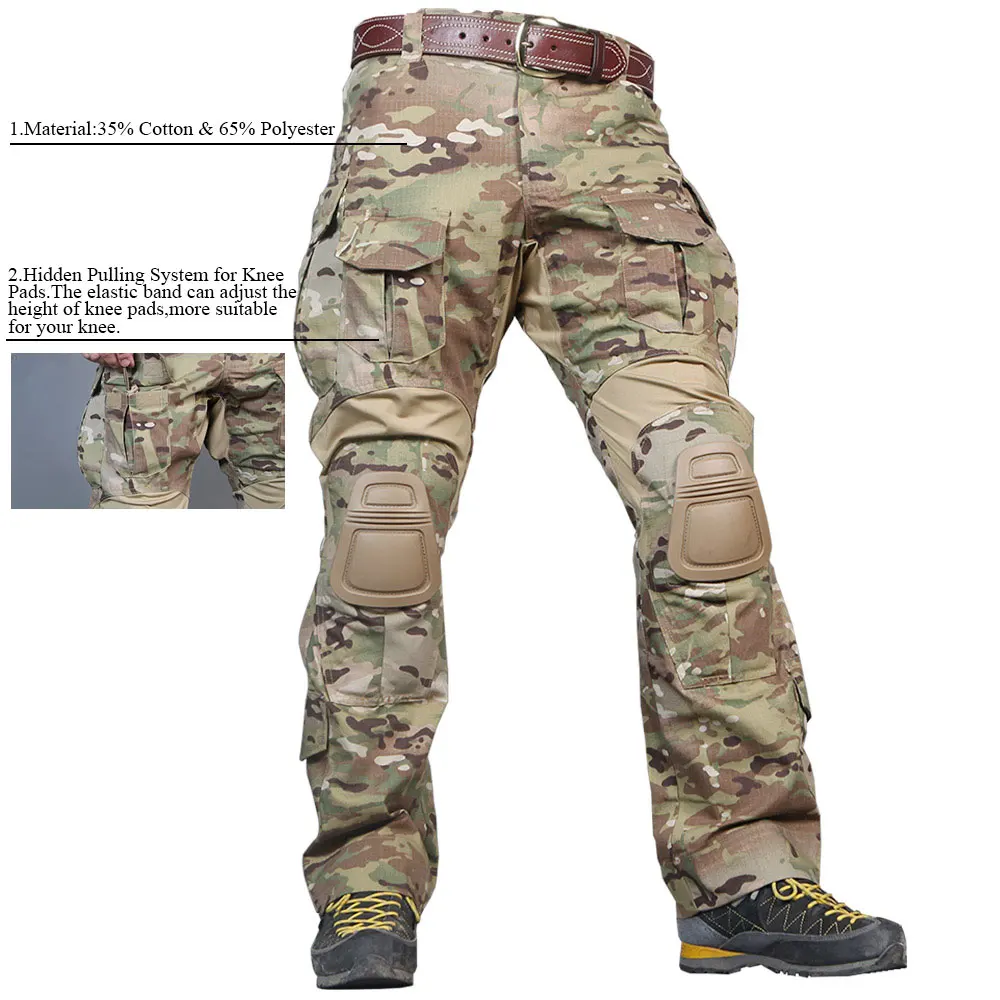 Мужские тактические армейские штаны Bdu G3 Bdu Military армейские штаны с накладками Мультикам MCBK синий охотничий камуфляж