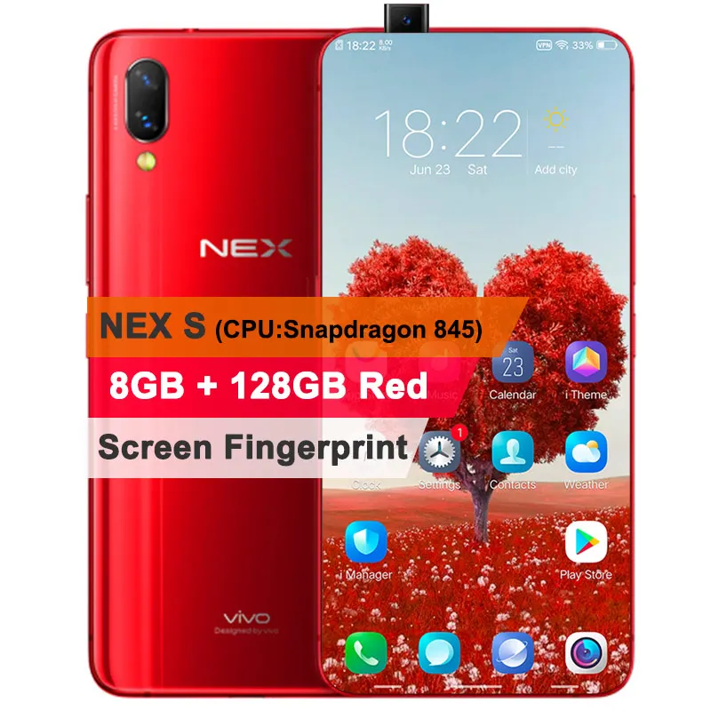 8GB 128GB Red Мобильный телефон VIVO NEX S, 8 ГБ, 128 ГБ, Восьмиядерный процессор Snapdragon 845, экран 6,59 дюйма, двойная задняя камера, 4000 мАч, Play Store - Цвет: 8GB 128GB Red