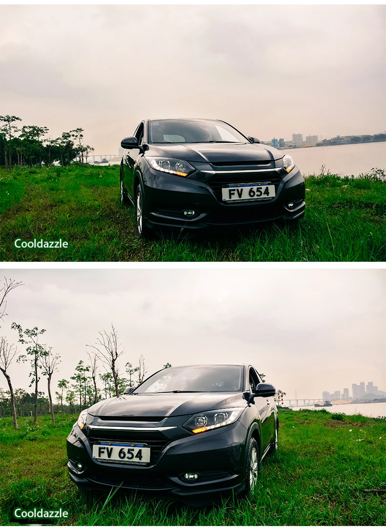 Для Honda hr-v HR-V Vezel светодиодный головной фонарь Биксеноновая линза проектора- год