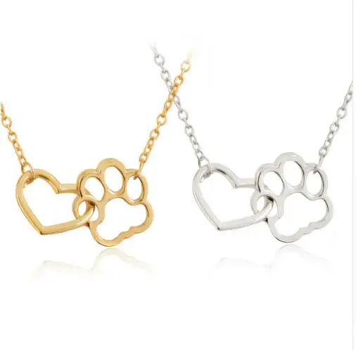 LUMPER Hollow Pet Paw Footprint Necklaces Shellhard Cute Animal Dog Cat Love Heart Pendant Necklace For Women Girls Jewelry 08 | Украшения