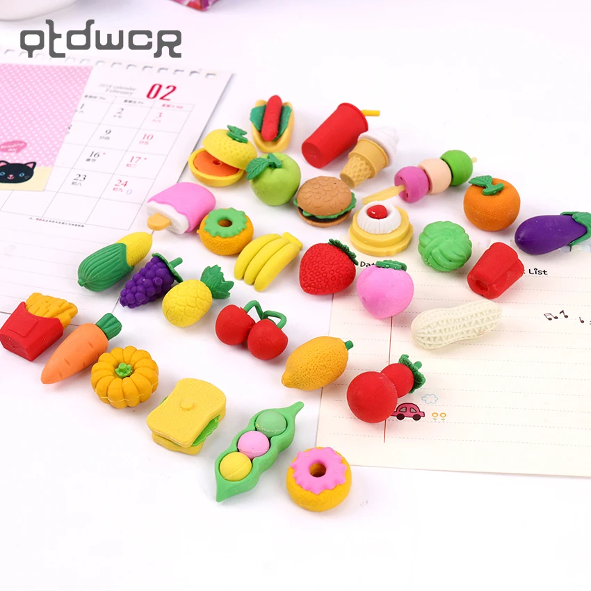 Erasers Fruit Cuisine Shape Eraser For Office Kids Prize Wri