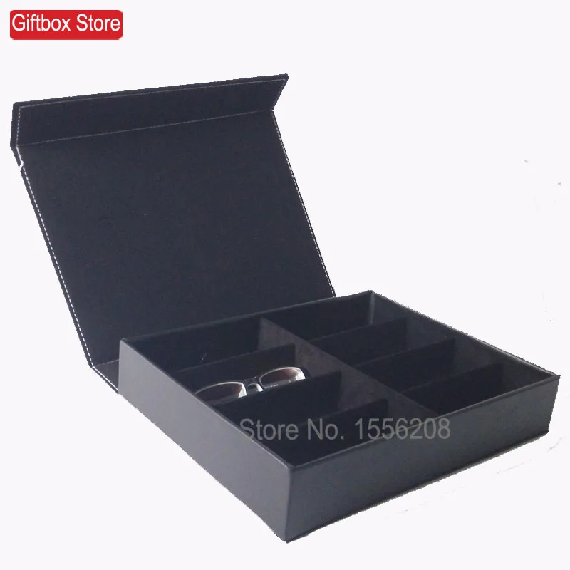 Goede Kunstmatige Lederen Zonnebril Opbergdoos Eyewear Organizer Glazen Display Lade Houder Met 8 Compartiment