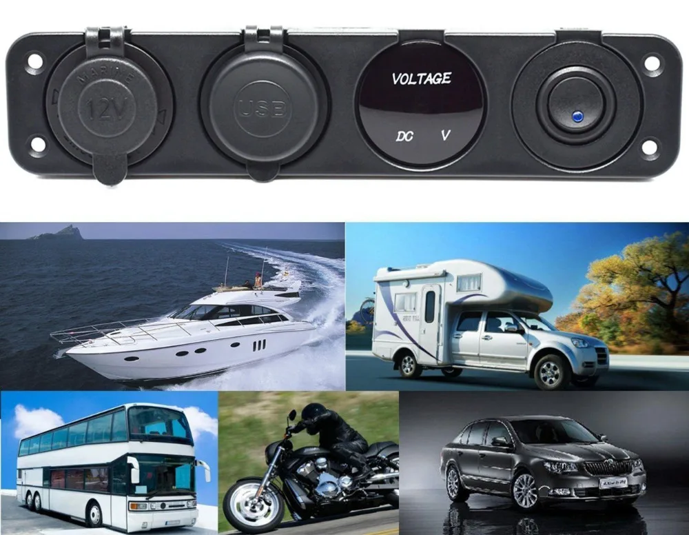 Двойное зарядное устройство USB 4 2 а светодиодный вольтметр 12 в выключатель