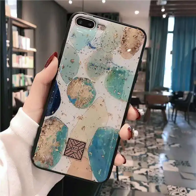 Phone Case For iPhone X XS Max XR Luxury Glitter Gold foil Soft TPU Silicone Cover coque 7 8 plus 6 6s Plus | Мобильные телефоны и