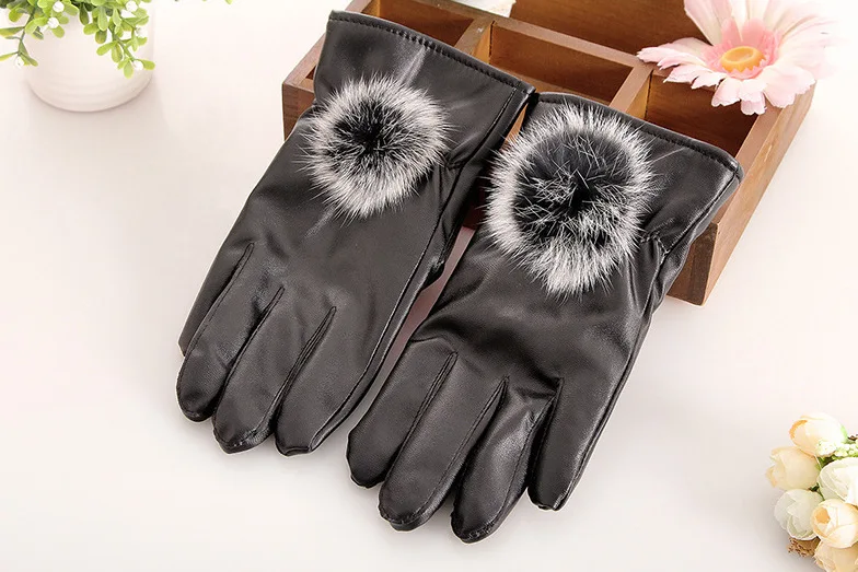 2018 подарок зимние теплые варежки женские перчатки из искусственной кожи с