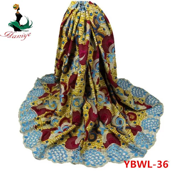 lastest hollandais wax mix lace fabric african dutch ankara with polyester for party YBWL-35 | Дом и сад