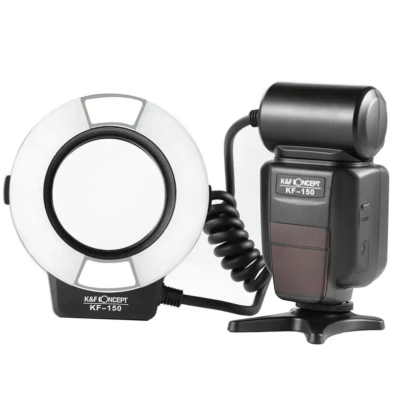 K &amp F Concept Macro Ring Light Flash Kf-150 Ttl Speedlite ЖК-дисплей и беспроводная функция Slave с 6 шт.