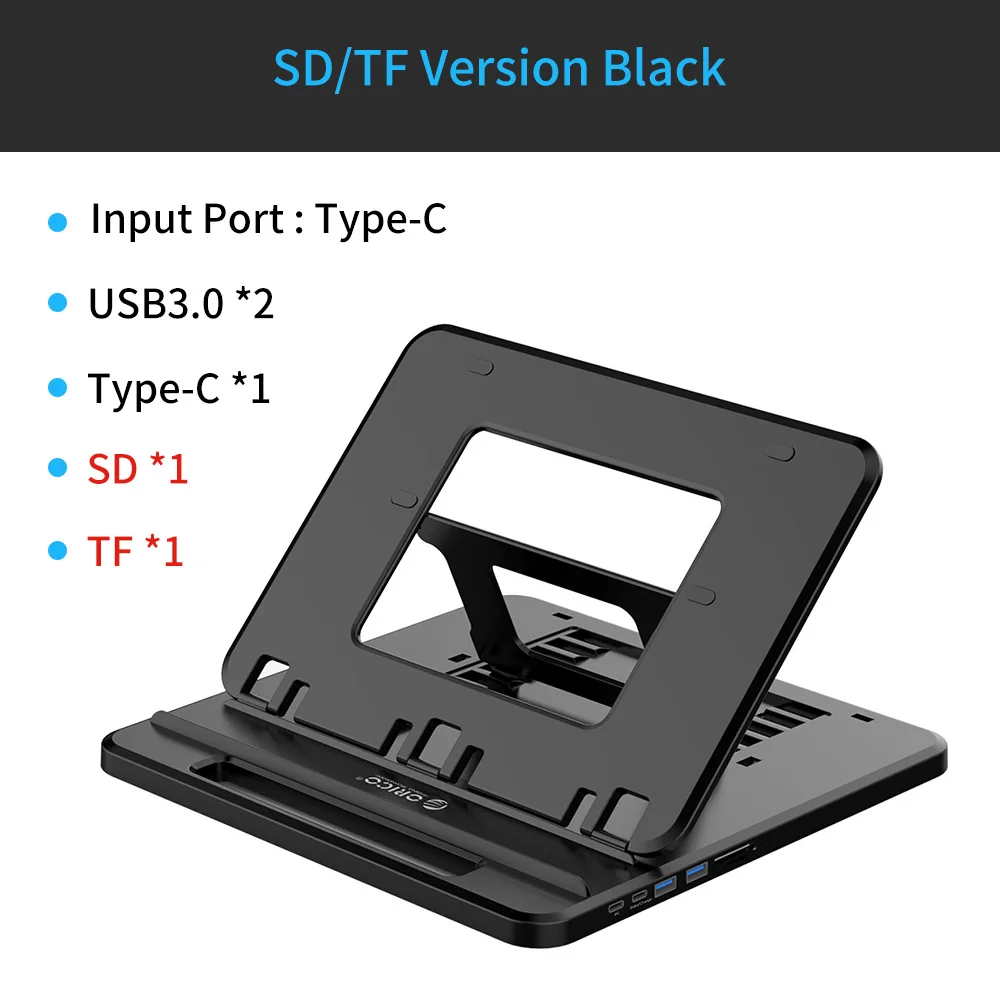 ORICO держатель для ноутбука USB-C-HDMI PD USB 3,0 концентратор SD/TF порты 7 углов Регулируемый Противоскользящий силиконовый полый теплоотвод