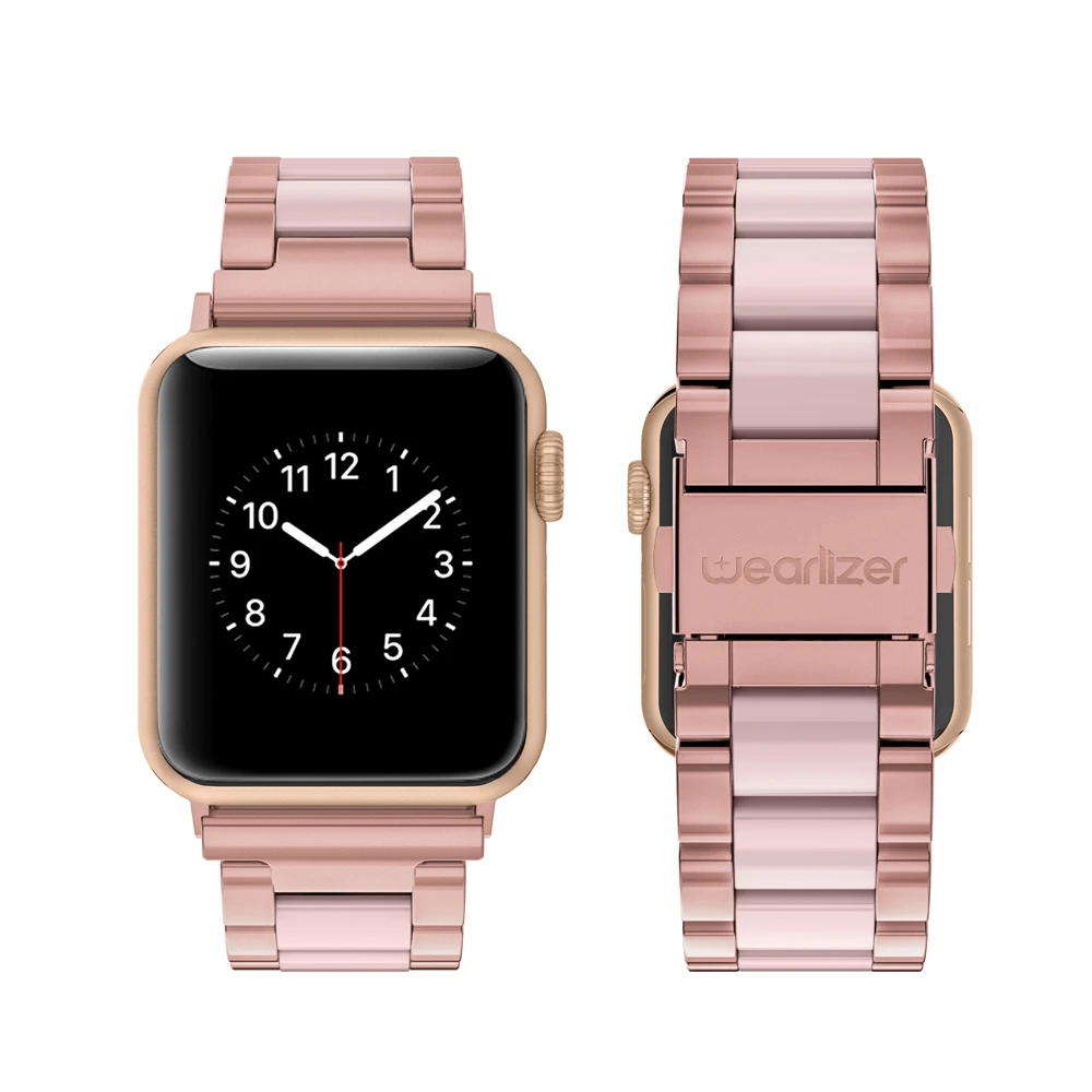 Ремешок Wearlizer из нержавеющей стали для Apple Watch Series 5 4 3 2 1 браслет с застежкой