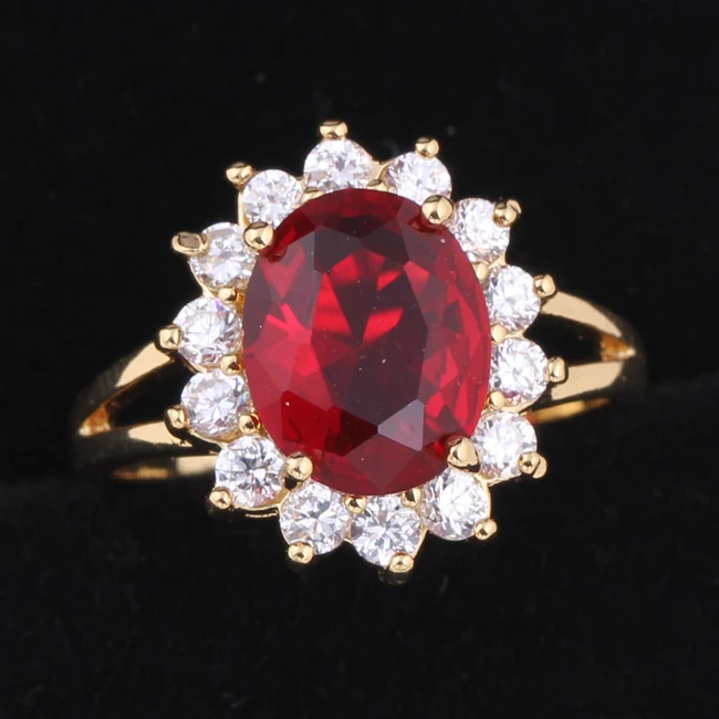 Желтая Позолота d овальная огранка AAA красные драгоценные камни циркон CZ женские