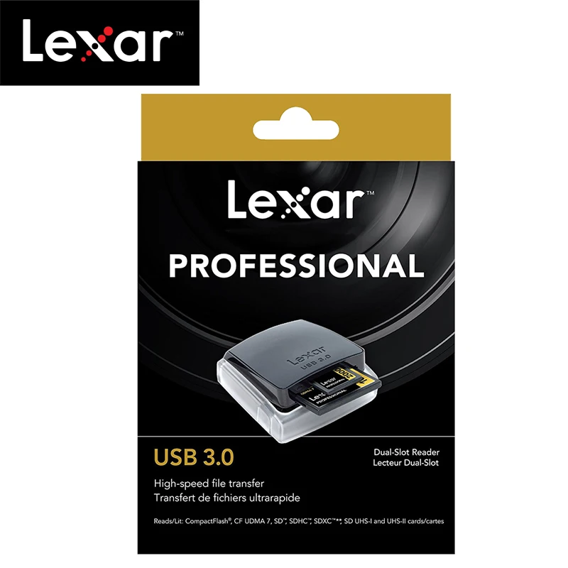 100% Оригинальный Lexar Профессиональный USB 3 0 CompactFlash кард ридер SDXC/SDHC с двумя слотами