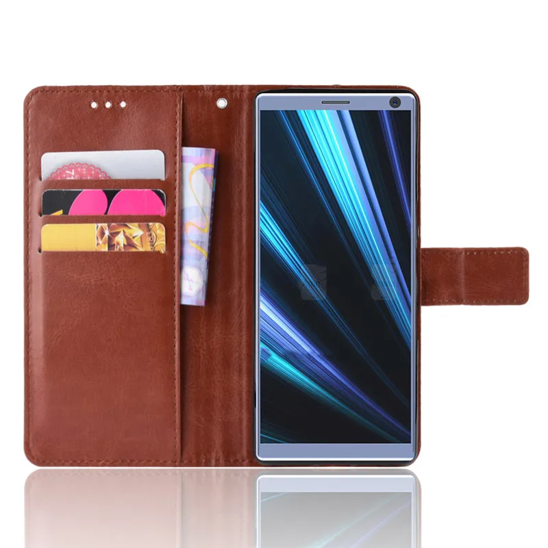 For Sony Xperia 10/Plus Case Magnetic Wallet Flip PU Leather Stand Card Slots Cover Skin with Strap 10 Plus | Мобильные телефоны и