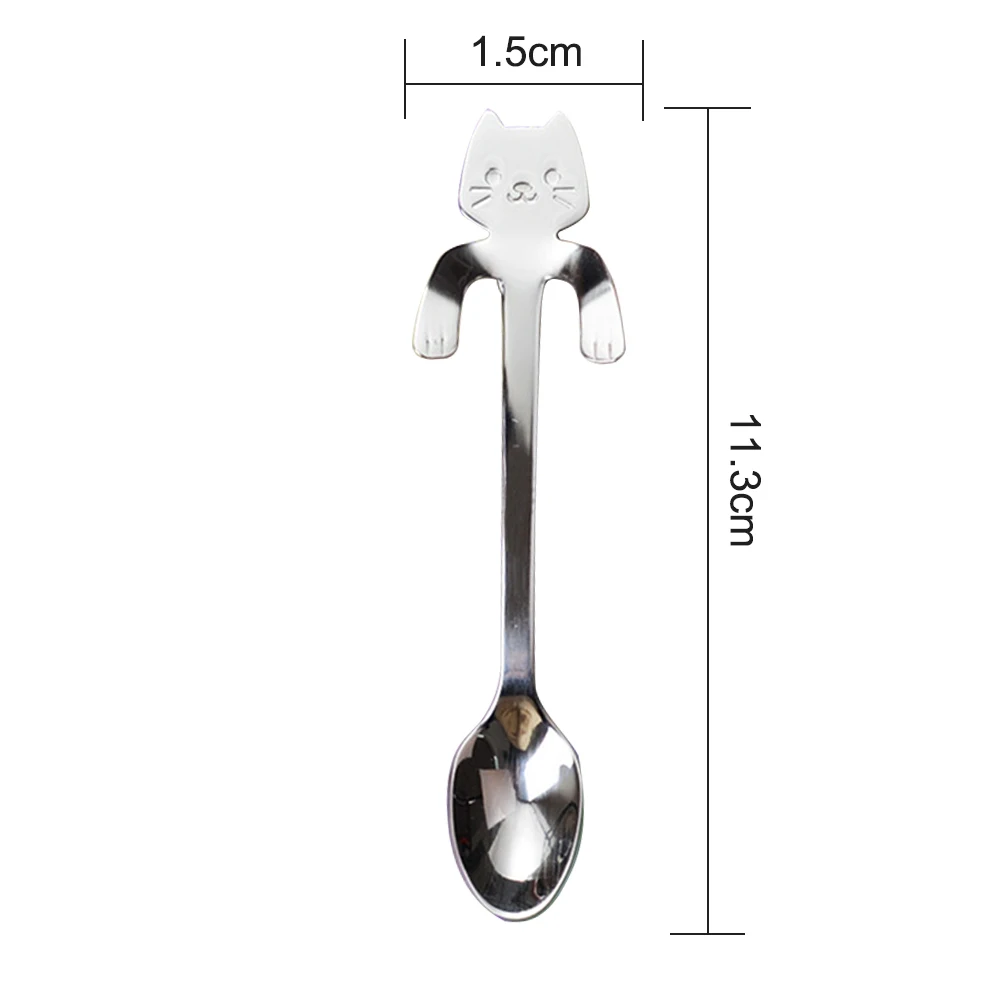 

3pcs/set Cute Cat Teaspoons 304 Stainless Steel Cartoon Cat spoons Creative Ice Cream Dessert Long Handle Coffee &Tea Tableware