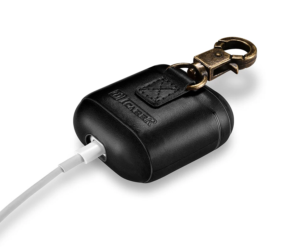 ICarer для Apple iPhone AirPods чехол Роскошный милый тонкий винтажный из натуральной кожи жесткий пластиковый Полный чехол защитный чехол с крючком