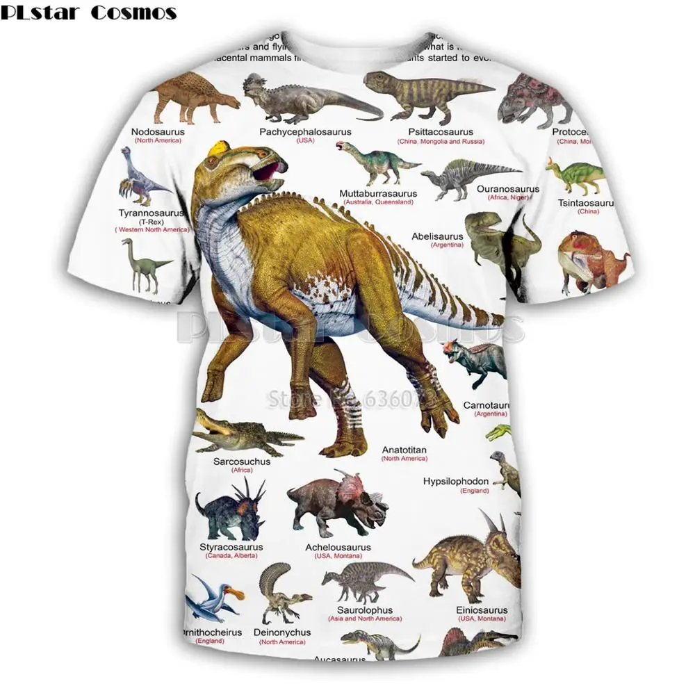 

PLstar Cosmos Fashion Men t shirt Retro Style dinosaur patterns 3D All Print Unisex t-shirt summer streetwear Casual tees HY878