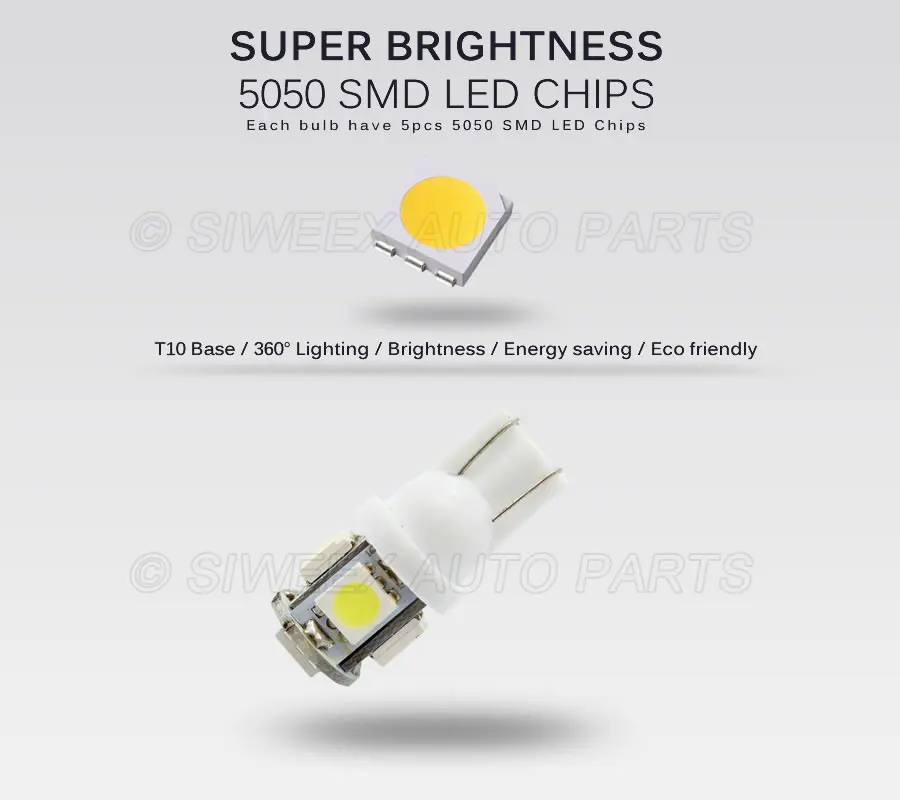 10 шт. T10 W5W 194 168 2825 клин 5 SMD 5050 Сменные габаритные огни сигнальные лампы для
