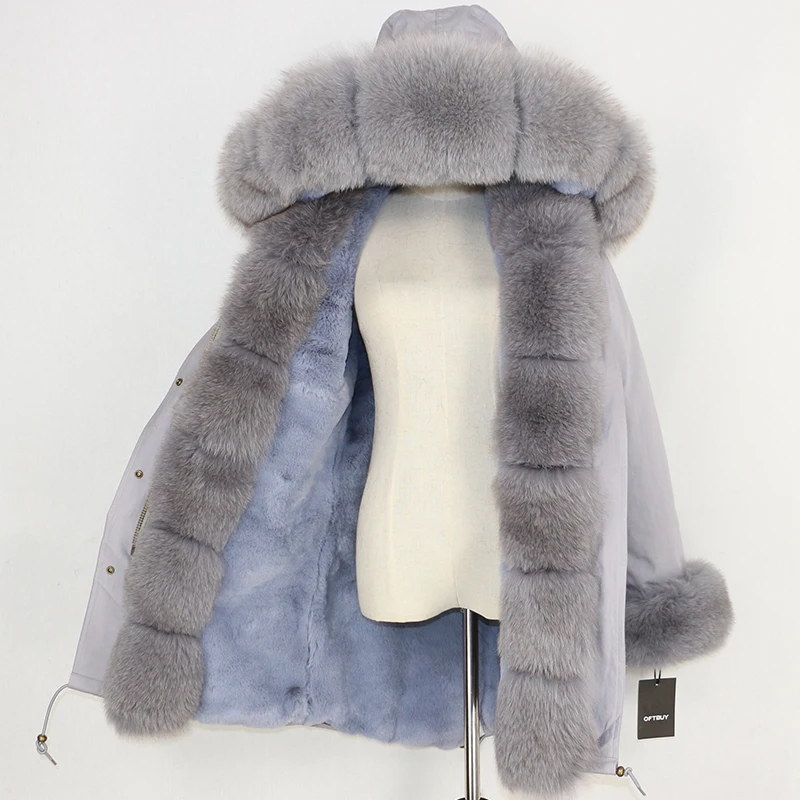 OFTBUY, Длинные парки, зимняя куртка, Женское пальто из натурального меха, натуральный Лисий мех, Отделка капюшона, черная верхняя одежда, уличная одежда, толстая теплая парка