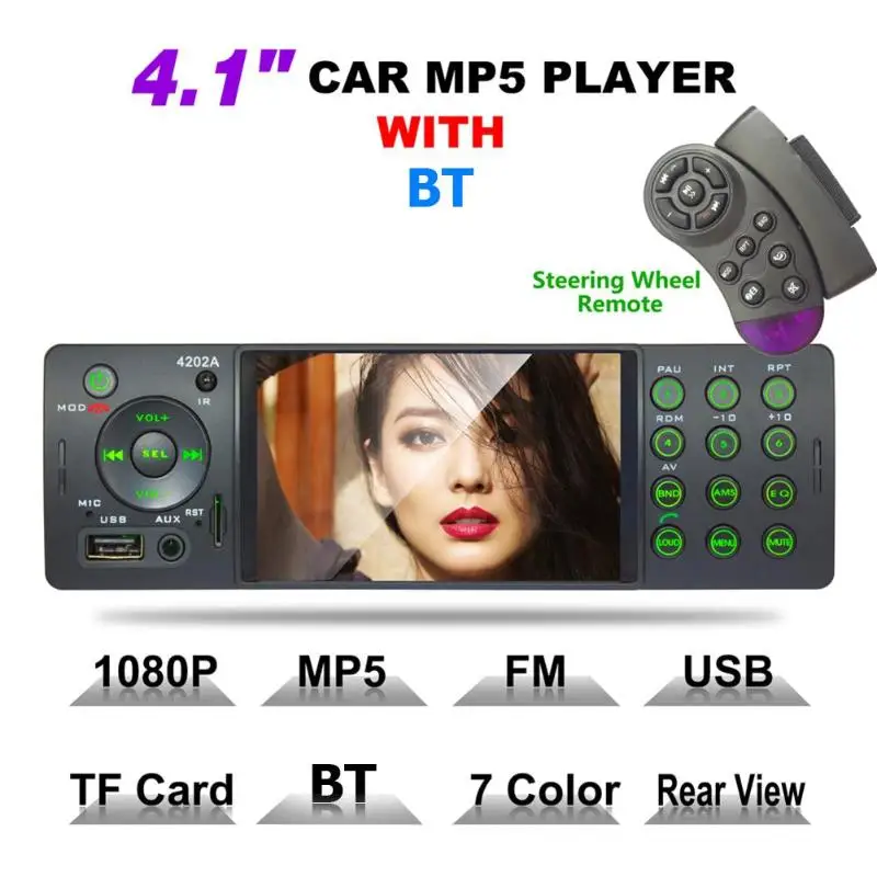 4202A 4 1 дюймов Bluetooth стерео MP5 плеер TF AUX USB Радио в тире приемник Поддержка