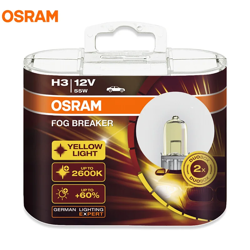 OSRAM H3 12 В 55 Вт 2600 К 62151FBR Pk22s туман выключатель серии Ксеноновые Super желтый
