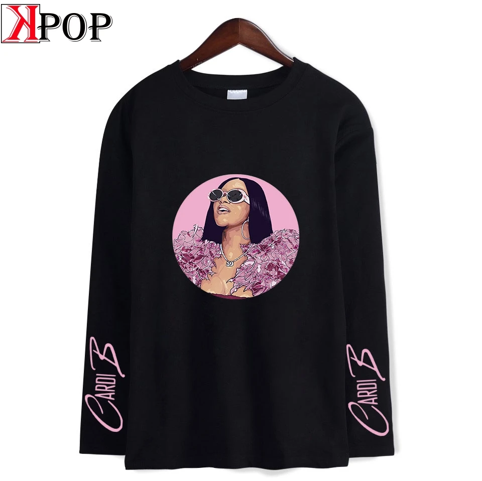 Cardi B стильная мягкая женская футболка с круглым воротником популярный классный