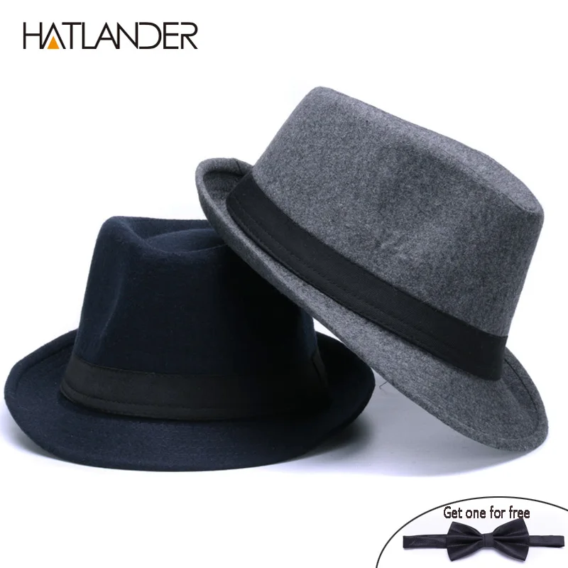 Фото Шляпа-федора для мужчин и женщин HATLANDER, Классическая однотонная фетровая шляпа для мужчин и женщин, шерстяная шляпа для джаза и церкви, зимня... №2