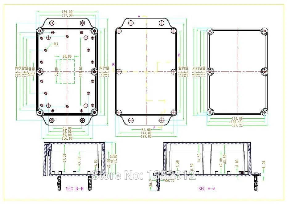 1 шт. настенный пластиковый корпус 224*129*70 мм|box diy|box ip68box box |