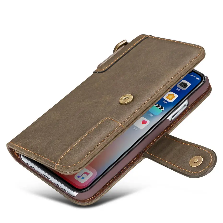 Coffee Чехол из натуральной кожи для телефона iPhone 11 Pro Max 5 5S SE 6 6S 7 8 X Plus XS XR XS Max, модный дизайн, Магнитный кошелек, сумка для телефона - Цвет: Coffee