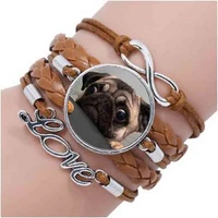 wholesale glass dome round bracelet animals jewelry pug bracelets dog picture bracelet the best gift for dog lovers