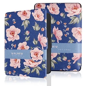 WALNEW тонкий из искусственной кожи чехол для Amazon Kindle Paperwhite Обложка 1 2 3 2012 2013 Smart 6 дюймов электронная книга Автоматический Режим сна/пробуждения - Цвет: Orange Flowers