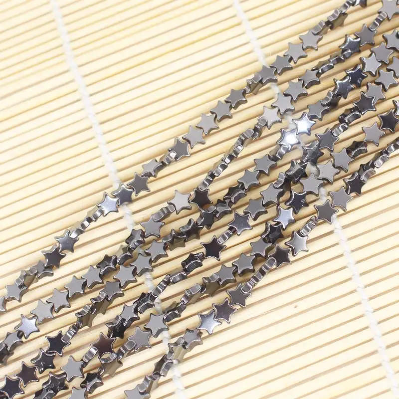 Wholesale 6mm Natural Hematite Pentagram loose beads 15&quotBeadsFor DIY Jewelry Making !We provide mixed wholesale for all items! |