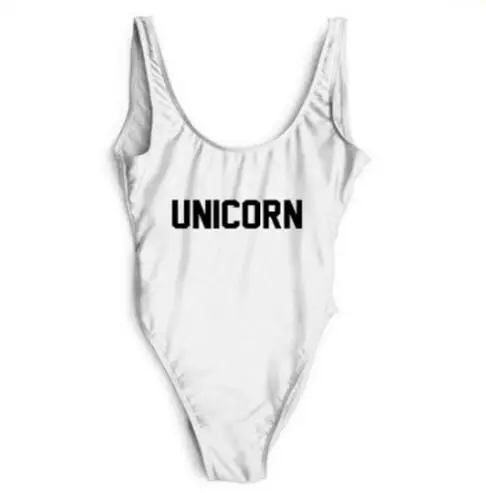 

One Piece Swimwear UNICORN Cute Letter Bodysuit Swimsuits Sexy Open Low Back Beachwear Bathing suit Lady Jumpsuit Girl Monokinis