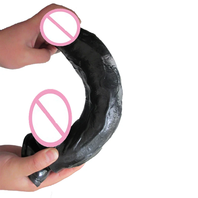 12 дюймовый реалистичный черный силиконовый фаллоимитатор на присоске|dildo sex toy|penis