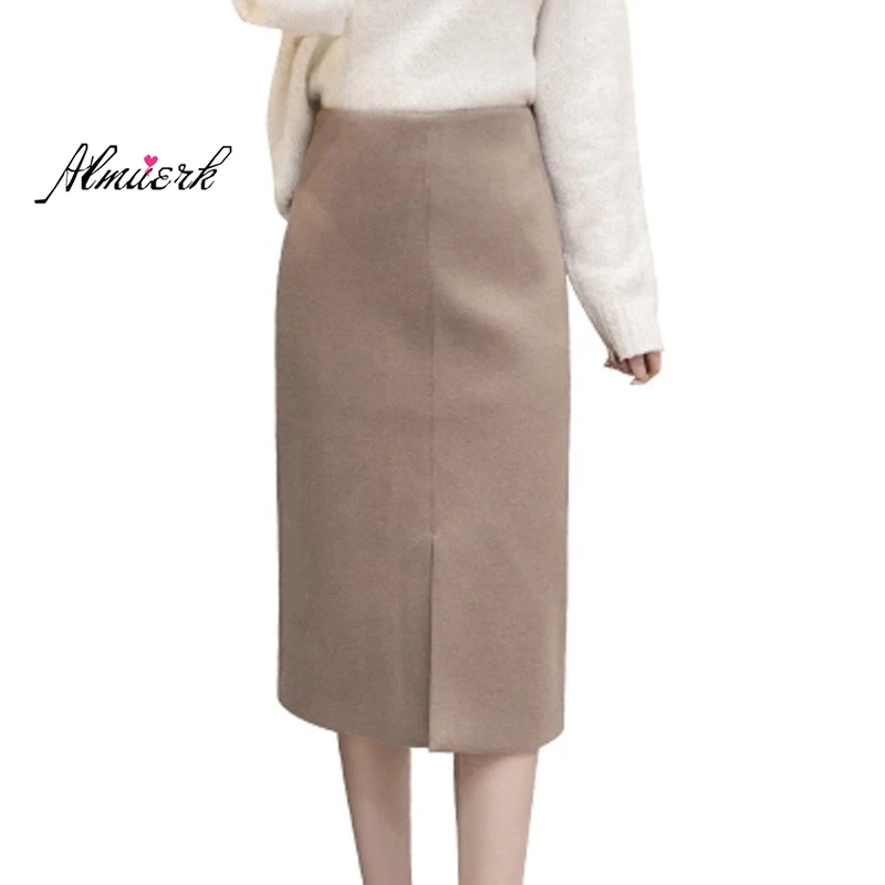 

NewWomen's winter skirts Women Wool skirt high waist Package hip skirt Woolen cloth Female medium Long section fashion skirt X55