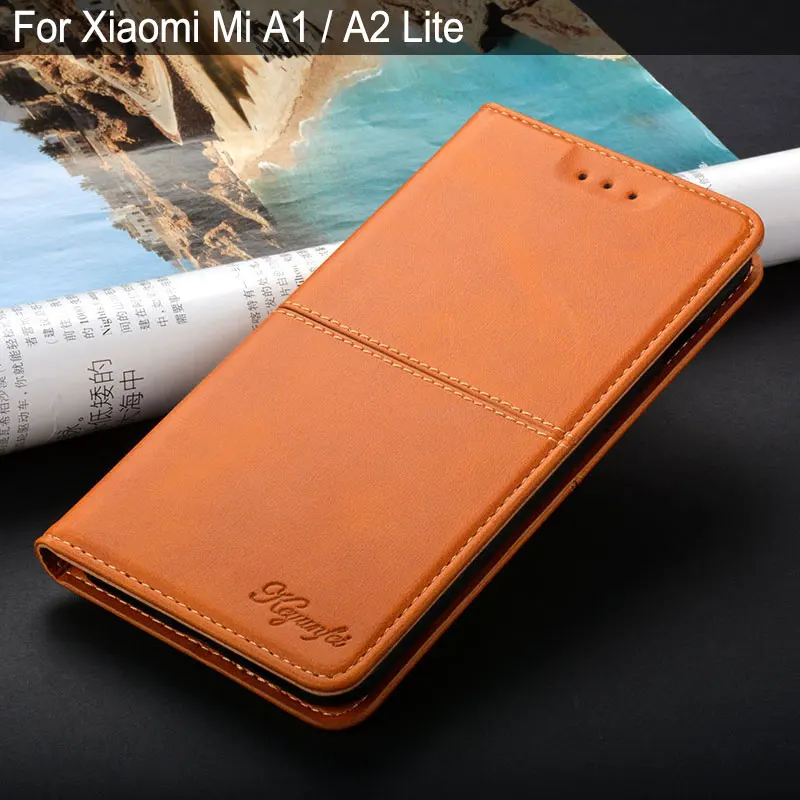 Роскошный винтажный кожаный чехол книжка для xiaomi mi a2 lite с подставкой и слотом