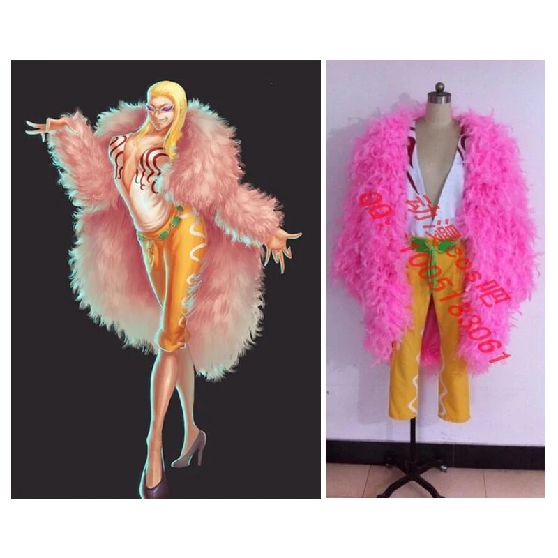 2016 Custom Made One Piece Donquixote Doflamingo Cosplay Costume Female Style