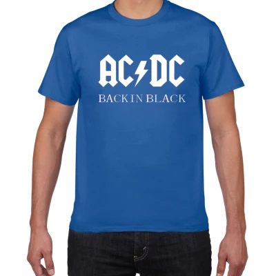 Новинка AC/DC Группа рок футболка для мужчин s acdc Графические футболки с принтом Повседневная футболка хип-хоп хлопок высокое качество футболки для мужчин - Цвет: sapphire blue