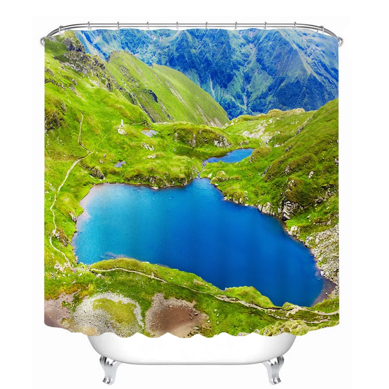 

MYRU 3D Print Waterproof Lake Shower Curtains Bath Products Bathroom Decor with Hooks