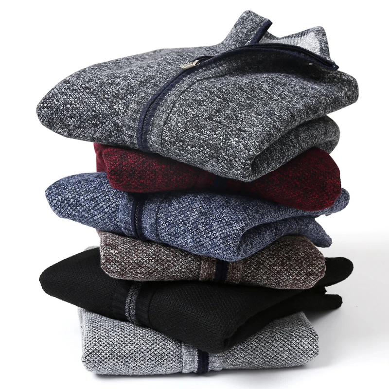 Мужской свитер, зимняя однотонная утолщенная верхняя одежда, свитер, пальто, повседневные кардиганы, бархатная подкладка, большой размер 3XL GF-M96
