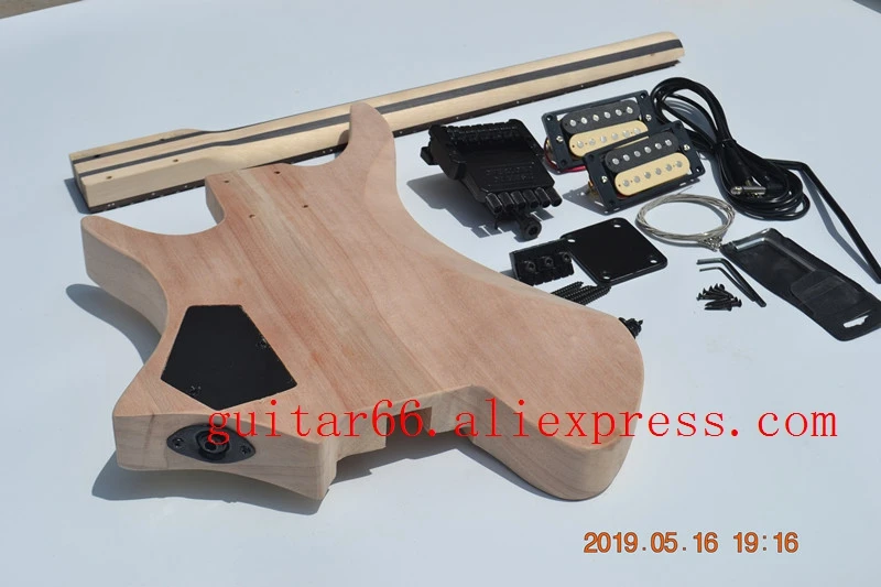 unpaint верхом из обожжённого Клёна с Безголовый электрогитара BJ-186