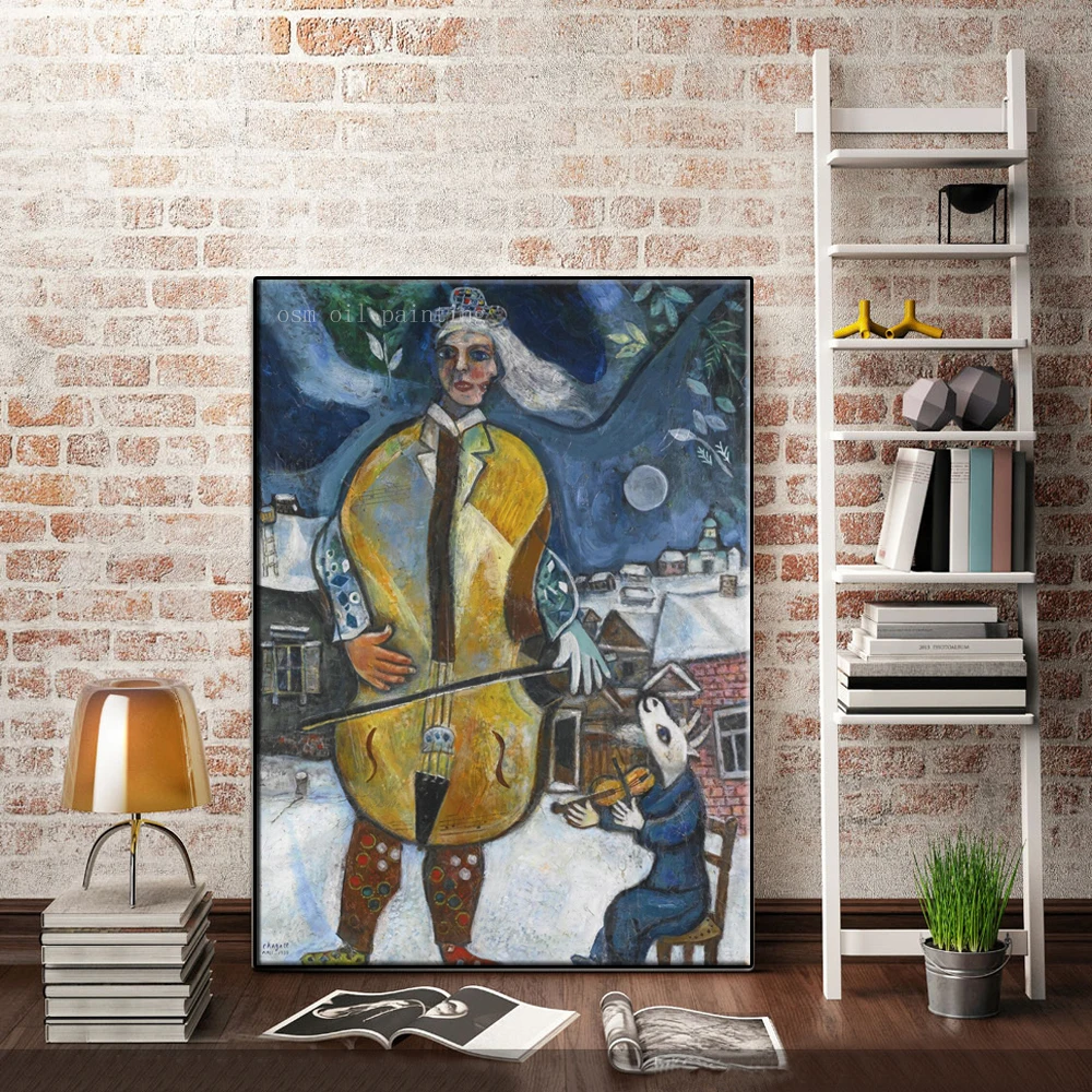 

High Skill Hand Painted Reproduction Top Artist Modern Abstract Home Painting Violoncelliste Two Faces Soul Canvas Oil Painting