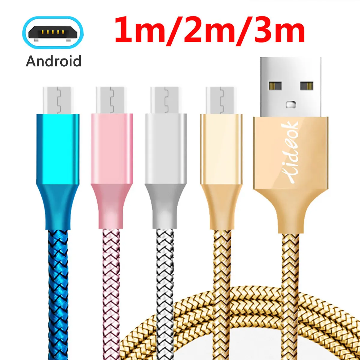 1m2m3mбыстрая Зарядка Micro USB кабель для samsung S6 S7 Edge нейлоновый плетеный MicroUSB
