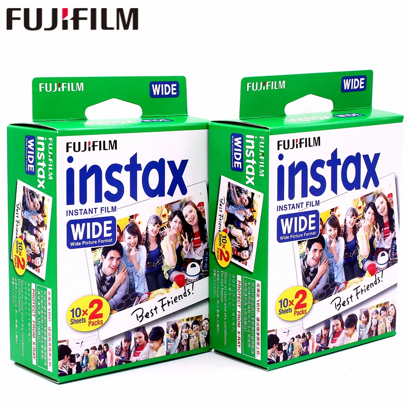 Подлинная 40 листов Fujifilm Instax Wide белый защитная пленка с закругленными краями для камеры Fuji Instant фотобумага Камера 300/200/210/100/500AF