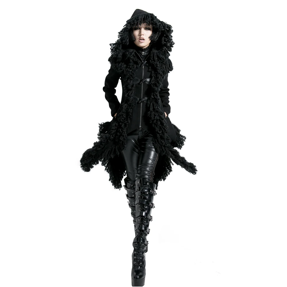Женский Готический кардиган в стиле панк рейва куртка с капюшоном на пуговицах