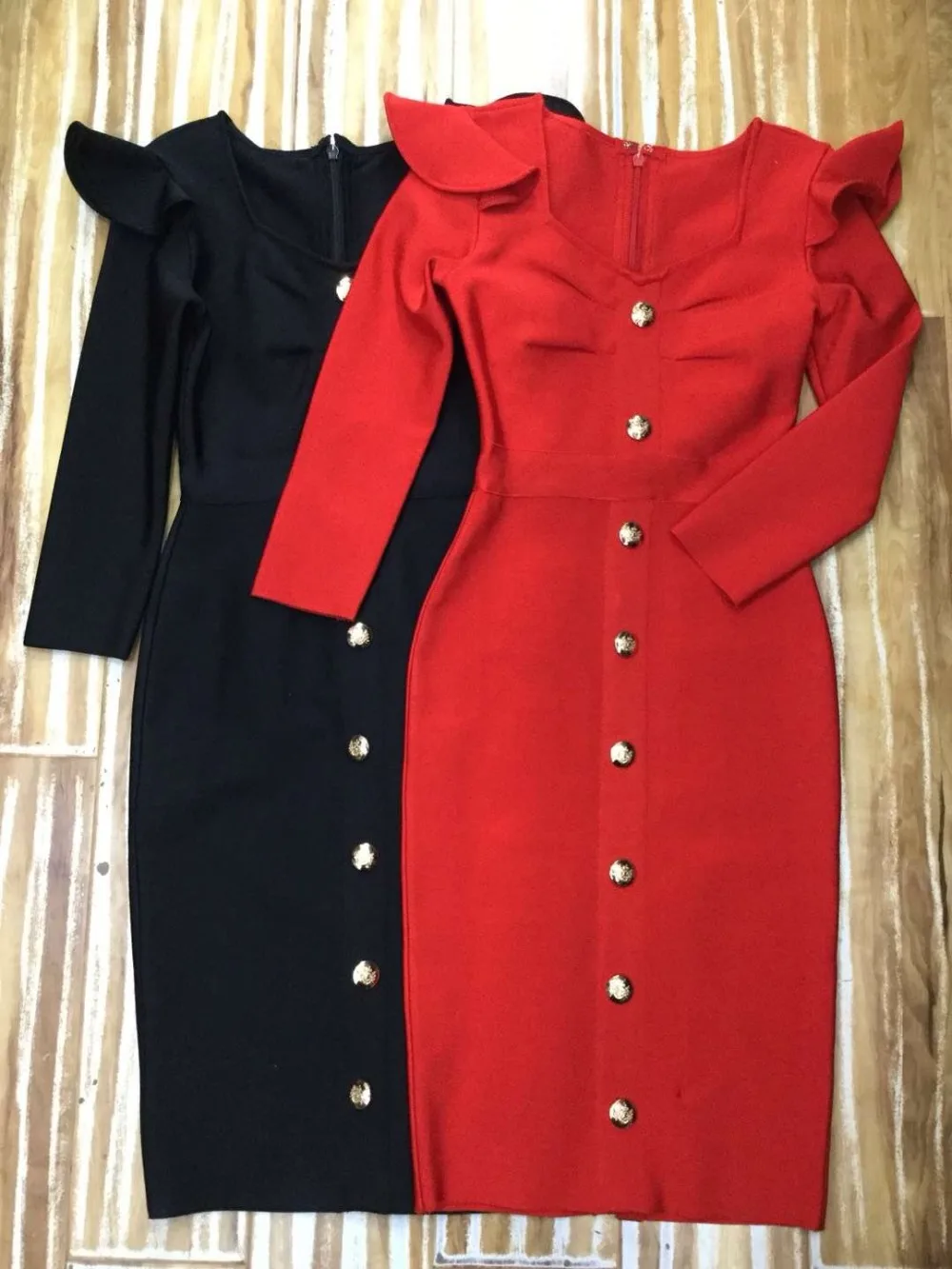 

Top Quality Sexy V Neck Long Sleeve Rayon Bandage Dress 2019 Knitted Elastic Party Dress