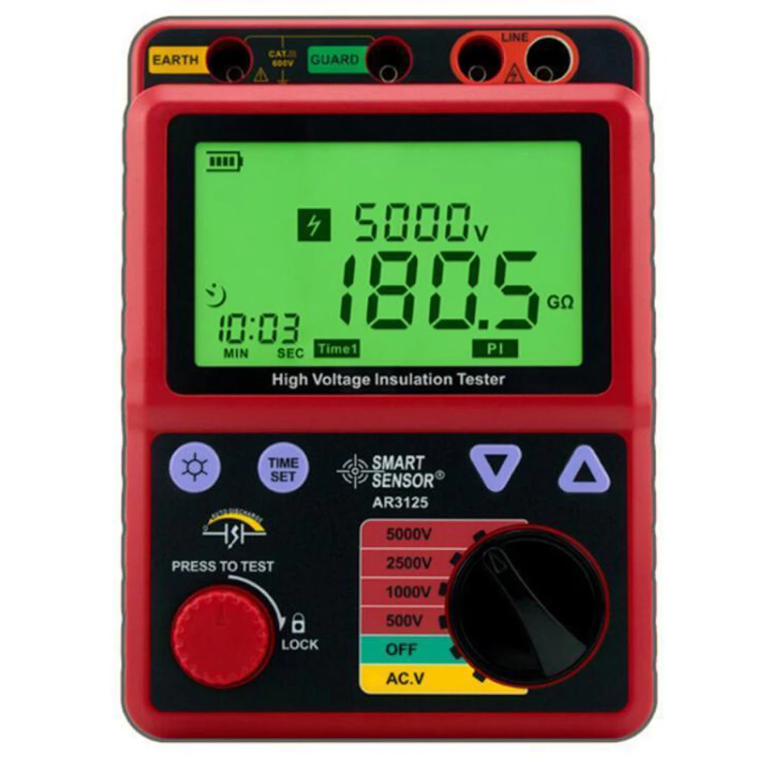 

Smart Sensor High Voltage 5KV Insulation Resistance Tester Meter Megger
