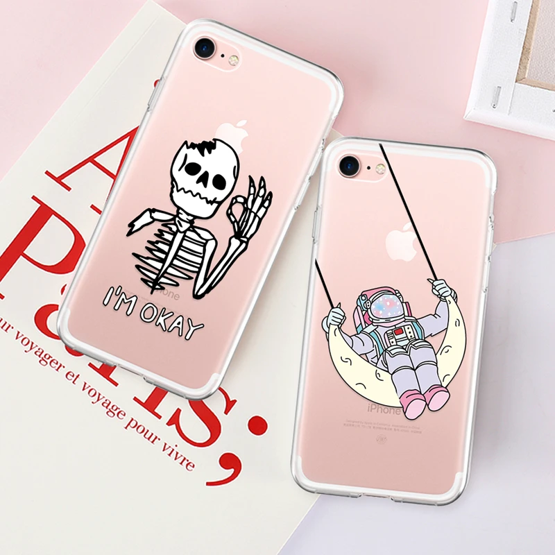 Модный прозрачный мягкий чехол из ТПУ для iPhone XS 8 7 6 6S Plus силиконовая задняя крышка