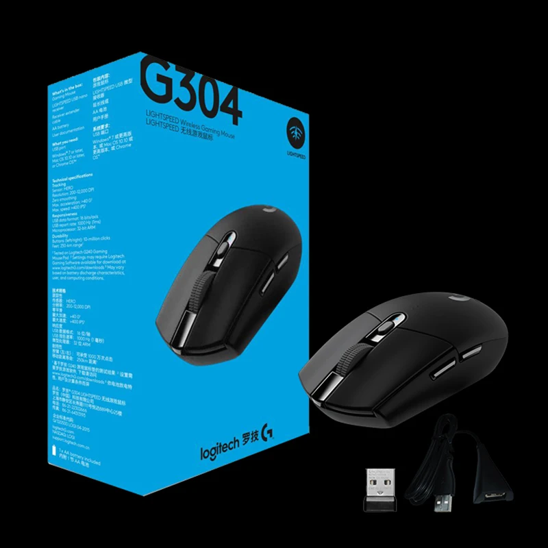 Original Newest Logitech G304 LIGHTSPEED Gaming Mouse with HERO Sensor 12000dpi 400ips  Wireless Mouse for Windows Mac