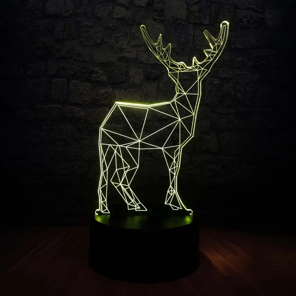 Ретро украшение животных Олень 3D USB СВЕТОДИОДНАЯ Лампа цвета меняющая Рождество